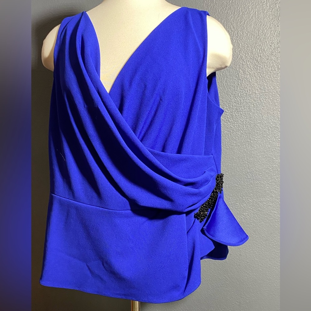 Alex Evening blue sleeveless top 2X